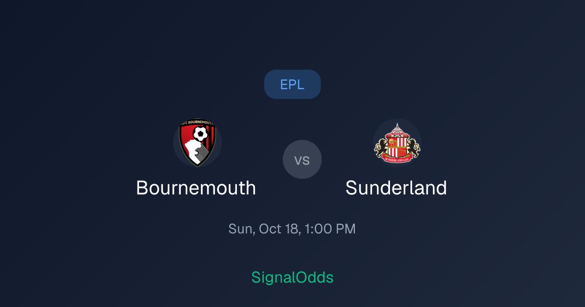 Bournemouth vs Sunderland EPL Odds Oct 18