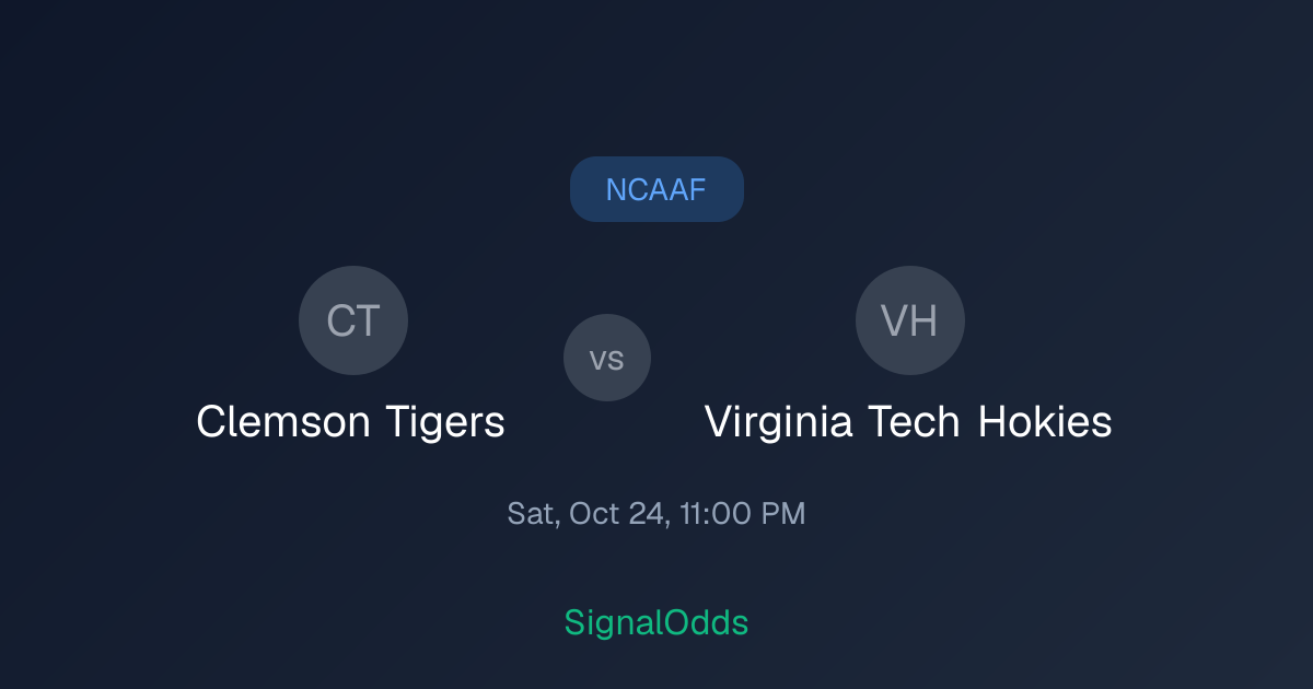 Clemson Tigers vs Virginia Tech Hokies Odds