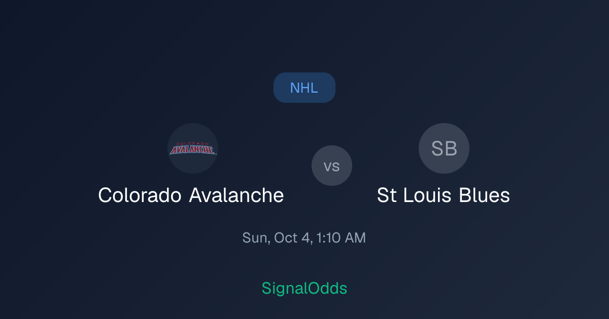 Colorado Avalanche Vs St Louis Blues NHL Odds