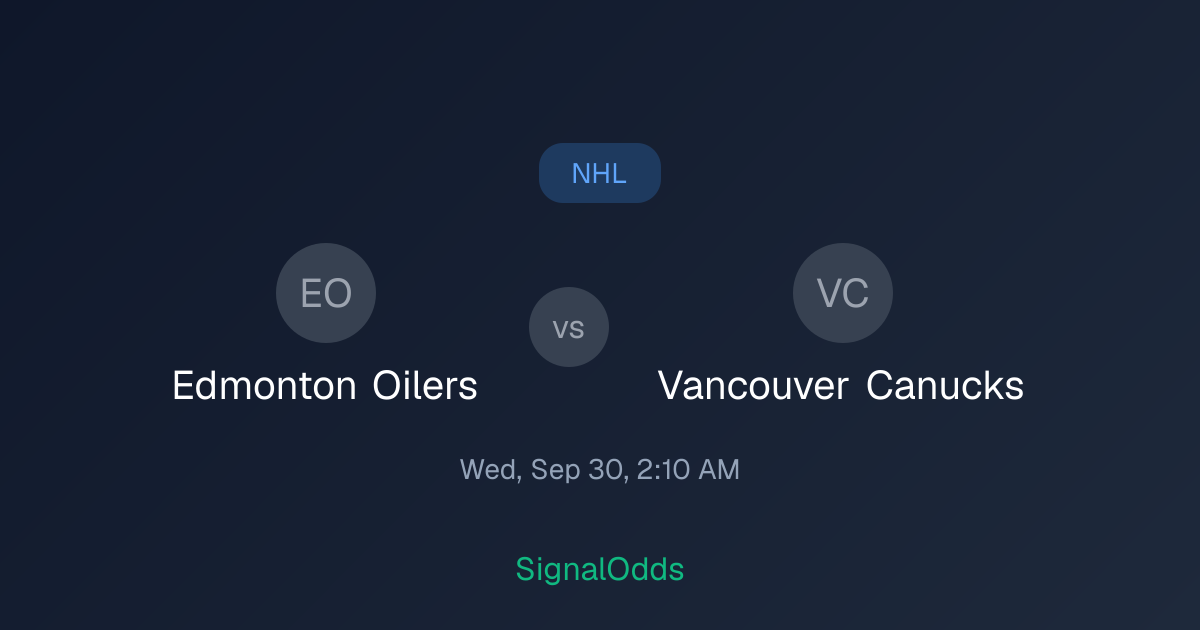 Edmonton Oilers vs Vancouver Canucks NHL Odds