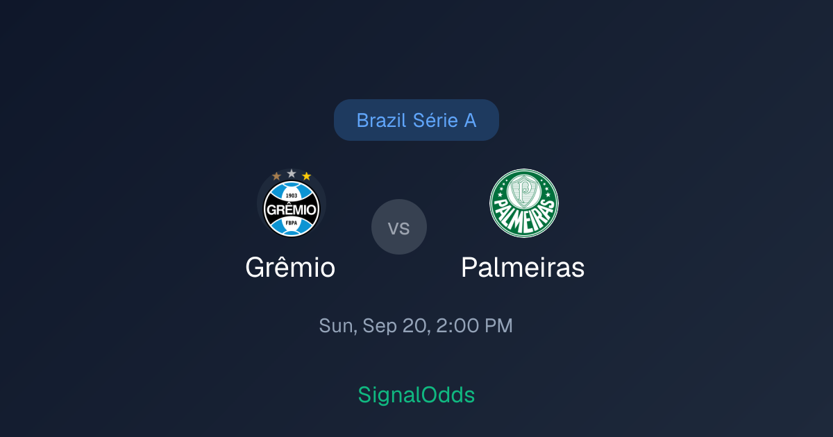 Grêmio vs Palmeiras Brazil Série A Odds Sep 20