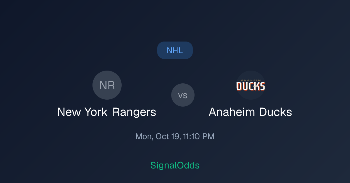New York Rangers vs Anaheim Ducks NHL Odds