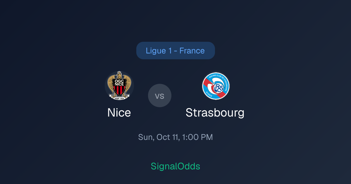 Nice vs Strasbourg Ligue 1 - France Odds Oct 11
