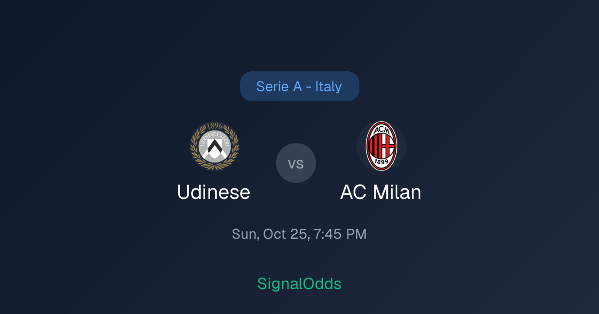 Udinese vs AC Milan Serie A - Italy Odds Oct 25
